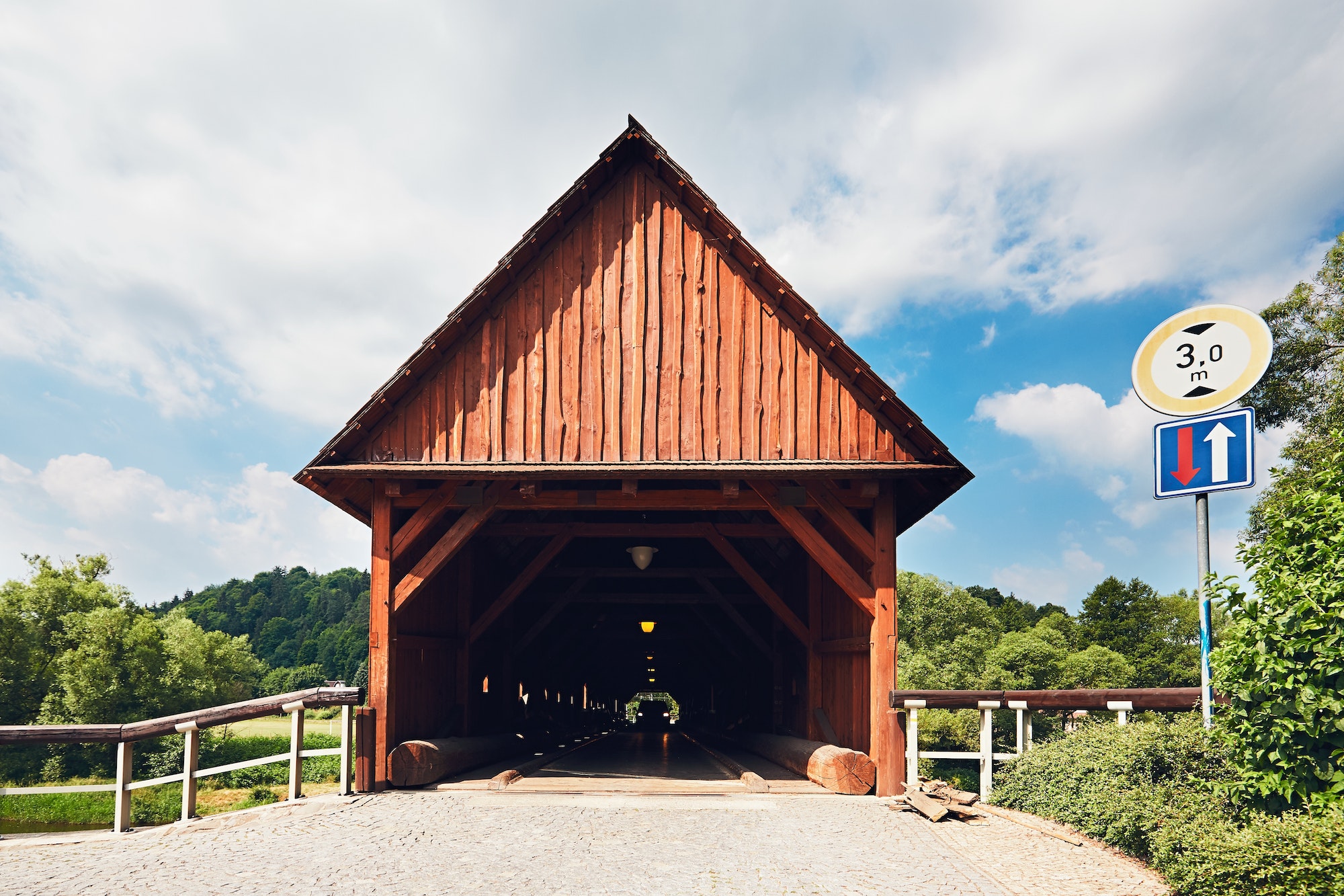 Covered bridge over the river